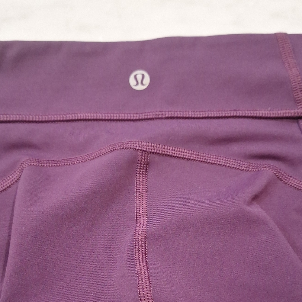 Lululemon Purple‎ Leggings Mesh Cutouts No Size Tag Xs-S Yoga Walking 7/8 Length
